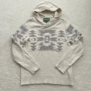 Vintage American Eagle Sweater Hoodie Mens Small Beige Aztec Knit Y2K